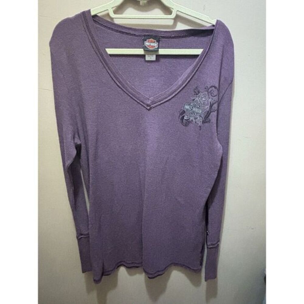 Purple Harley Davidson Long Sleeve Zipper At Wrist South Bend Indiana Henley 1xl